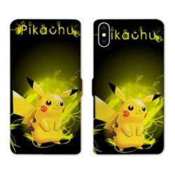 RV Housse cuir portefeuille Samsung Galaxy A10 Pokemon Pikachu eclair
