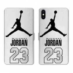 RV Housse cuir portefeuille Samsung Galaxy A10 Jordan 23 Blanc