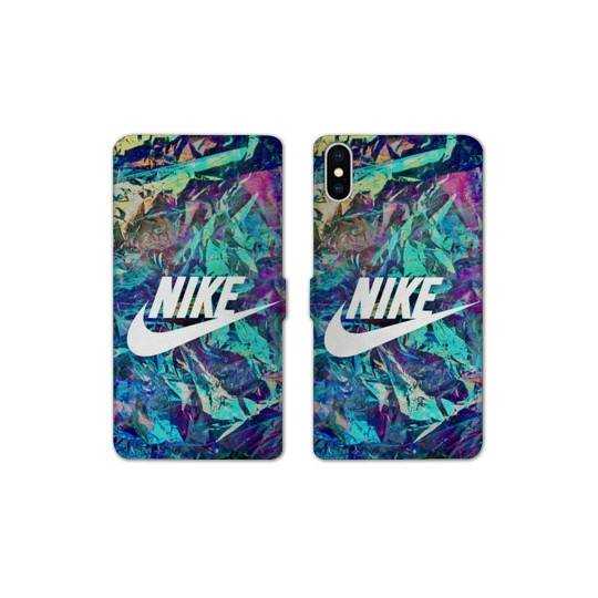 RV Housse cuir portefeuille Samsung Galaxy A10 Nike Turquoise