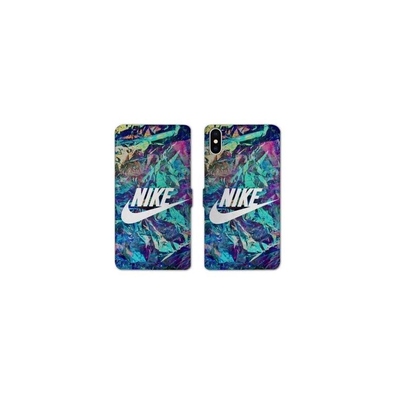 RV Housse cuir portefeuille Samsung Galaxy A10 Nike Turquoise