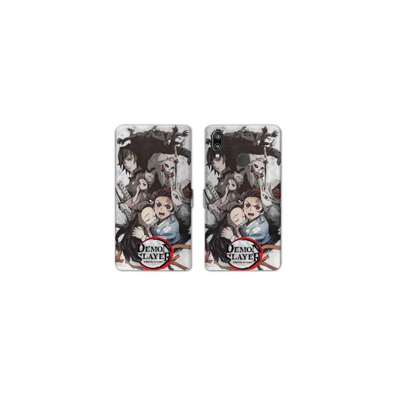 RV Housse cuir portefeuille Samsung Galaxy A20e Manga Damon Slayer Blanc