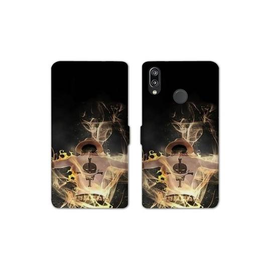 RV Housse cuir portefeuille Samsung Galaxy A20e Manga One Piece Ace noir