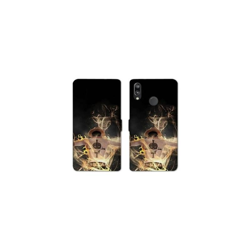 RV Housse cuir portefeuille Samsung Galaxy A20e Manga One Piece Ace noir