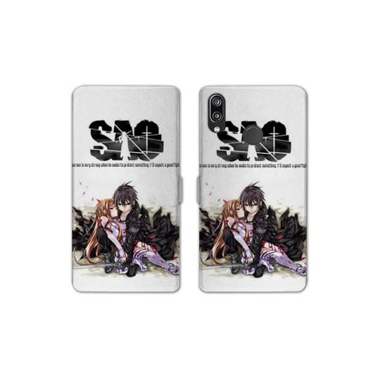 RV Housse cuir portefeuille Samsung Galaxy A20e Manga SAO sword Art Online blanc