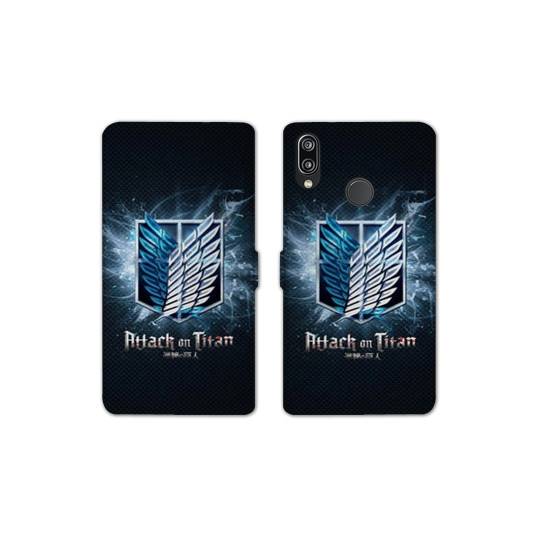 RV Housse cuir portefeuille Samsung Galaxy A40 Manga Attaque titans noir