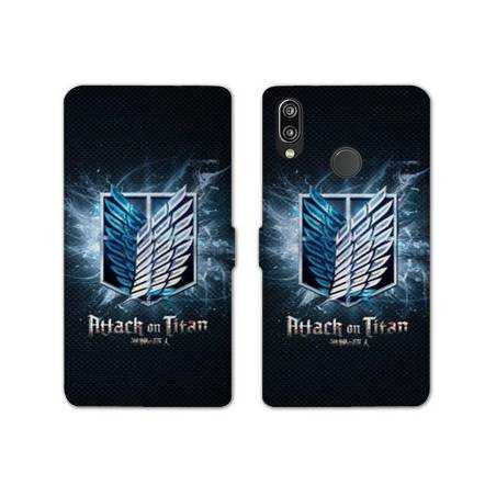 RV Housse cuir portefeuille Samsung Galaxy A40 Manga Attaque titans noir