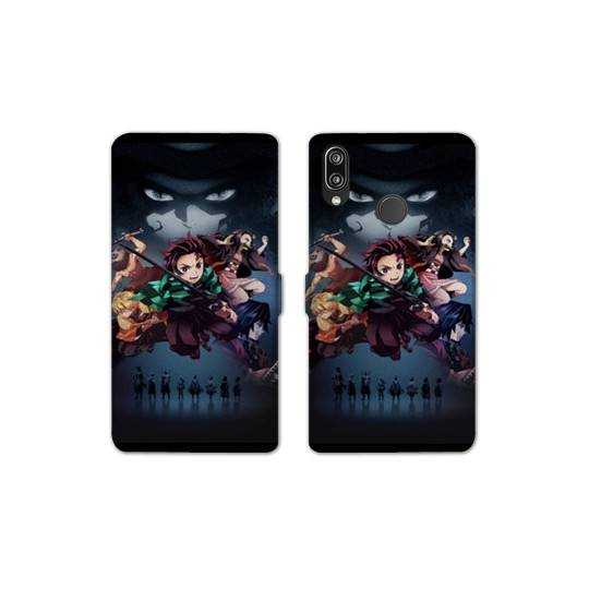 RV Housse cuir portefeuille Samsung Galaxy A40 Manga Damon Slayer Noir