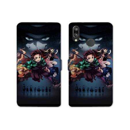 RV Housse cuir portefeuille Samsung Galaxy A40 Manga Damon Slayer Noir