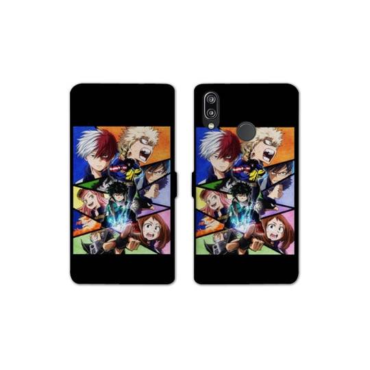 RV Housse cuir portefeuille Samsung Galaxy A40 Manga My hero academia noir