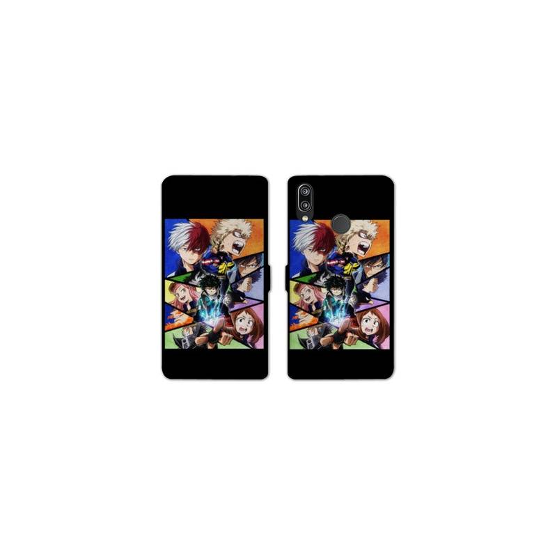 RV Housse cuir portefeuille Samsung Galaxy A40 Manga My hero academia noir