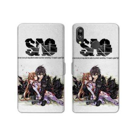 RV Housse cuir portefeuille Samsung Galaxy A40 Manga SAO sword Art Online blanc