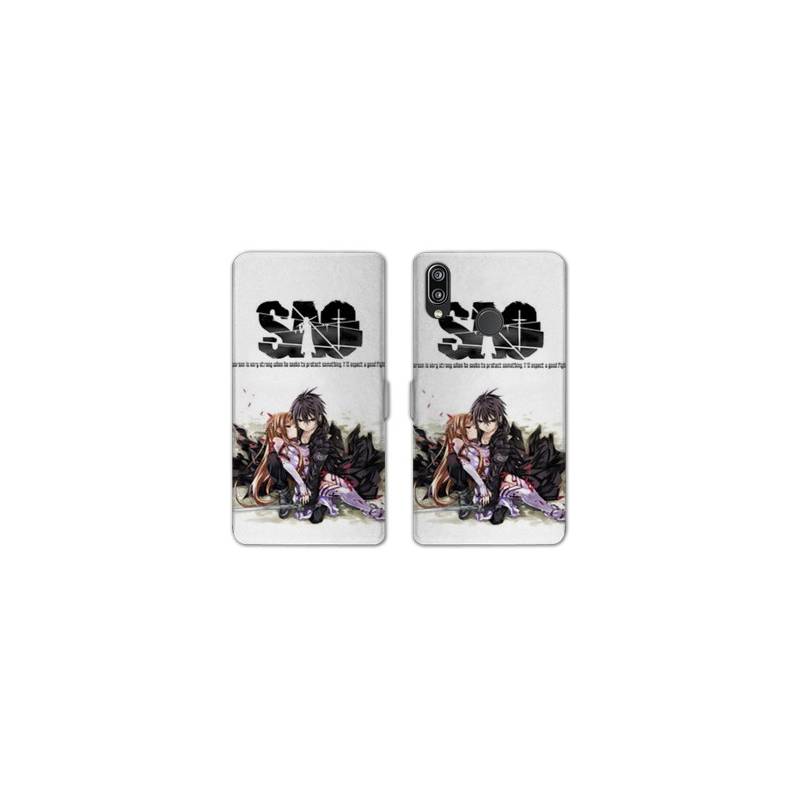 RV Housse cuir portefeuille Samsung Galaxy A40 Manga SAO sword Art Online blanc