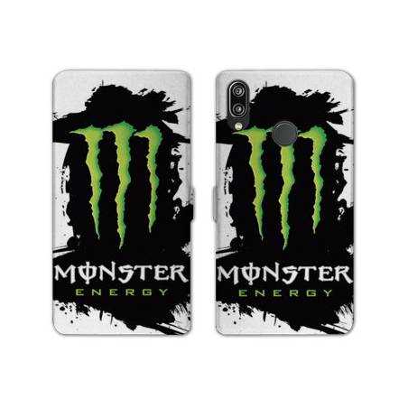 RV Housse cuir portefeuille Samsung Galaxy A40 Monster Energy tache