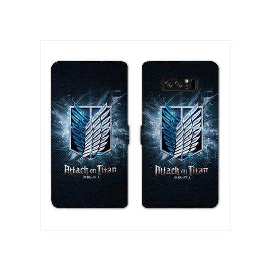 RV Housse cuir portefeuille Samsung Galaxy S10 Manga Attaque titans noir