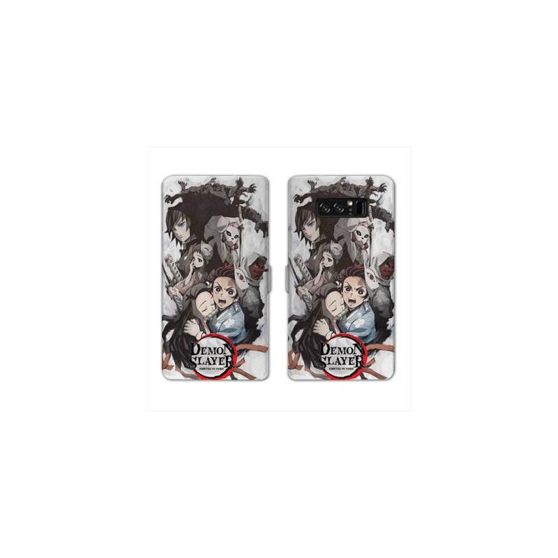 RV Housse cuir portefeuille Samsung Galaxy S10 Manga Damon Slayer Blanc