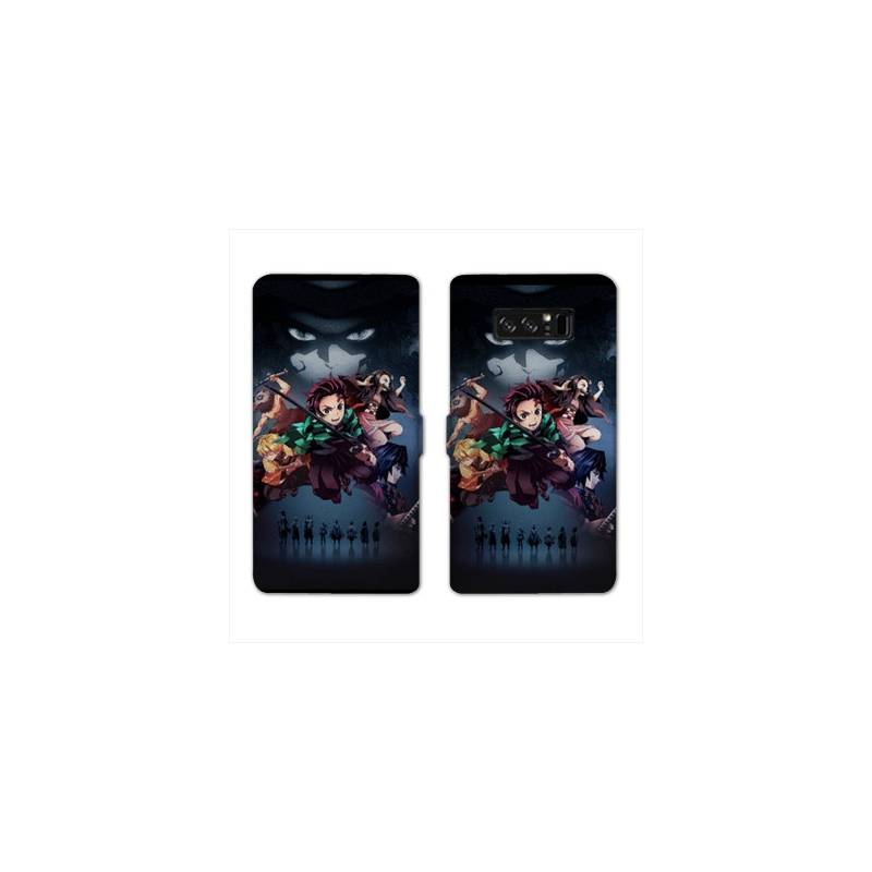 RV Housse cuir portefeuille Samsung Galaxy S10 Manga Damon Slayer Noir