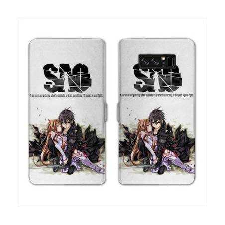 RV Housse cuir portefeuille Samsung Galaxy S10 Manga SAO sword Art Online blanc