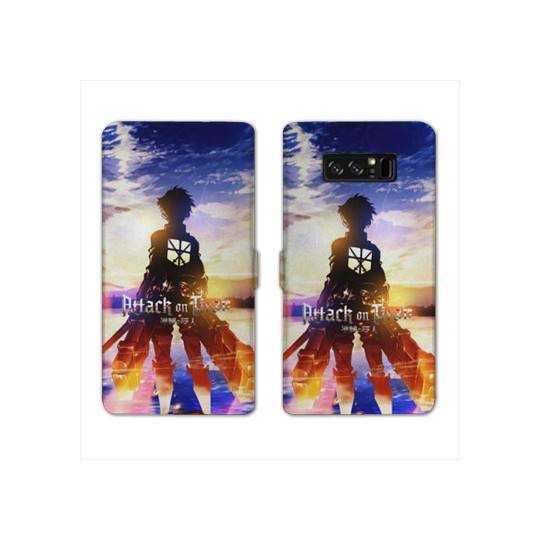 RV Housse cuir portefeuille Samsung Galaxy S10e Manga Attaque titans Soleil