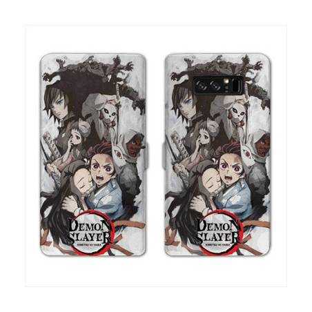 RV Housse cuir portefeuille Samsung Galaxy S10e Manga Damon Slayer Blanc