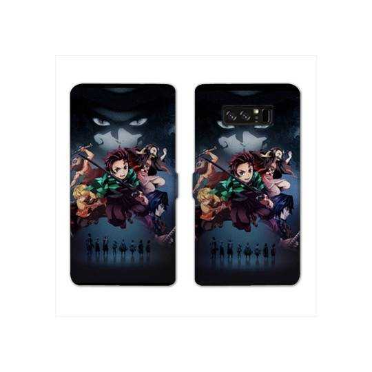 RV Housse cuir portefeuille Samsung Galaxy S10e Manga Damon Slayer Noir