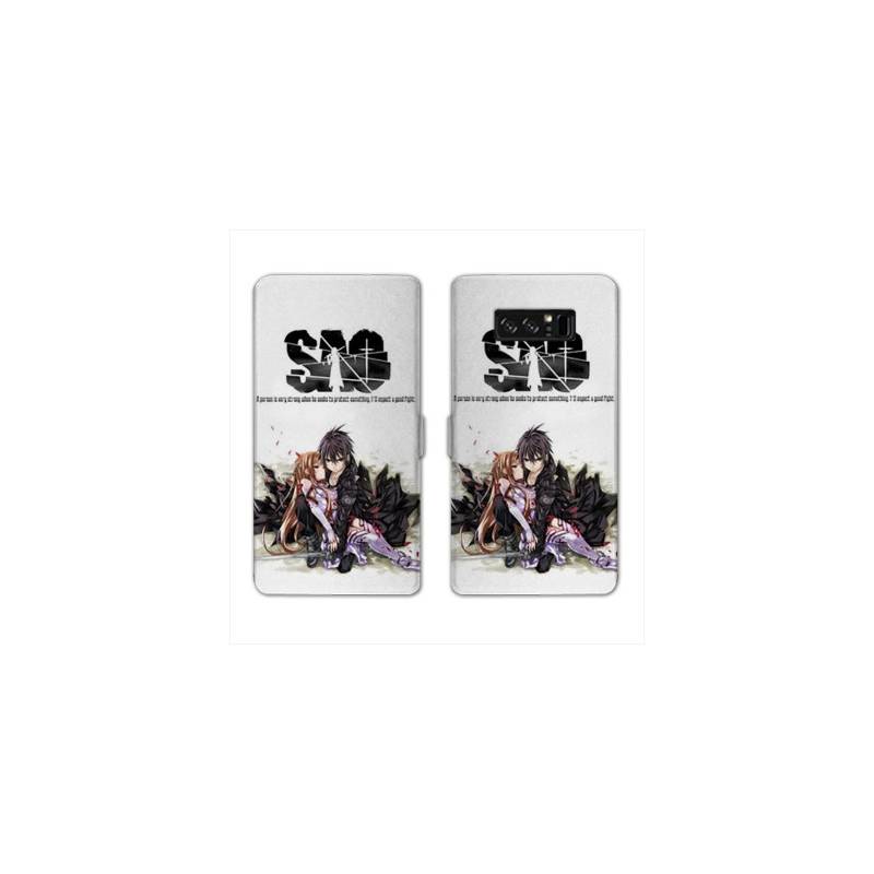 RV Housse cuir portefeuille Samsung Galaxy S10e Manga SAO sword Art Online blanc