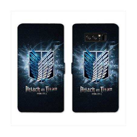 RV Housse cuir portefeuille Samsung Galaxy S10 PLUS Manga Attaque titans noir