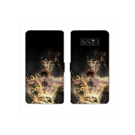 RV Housse cuir portefeuille Samsung Galaxy S10 PLUS Manga One Piece Ace noir