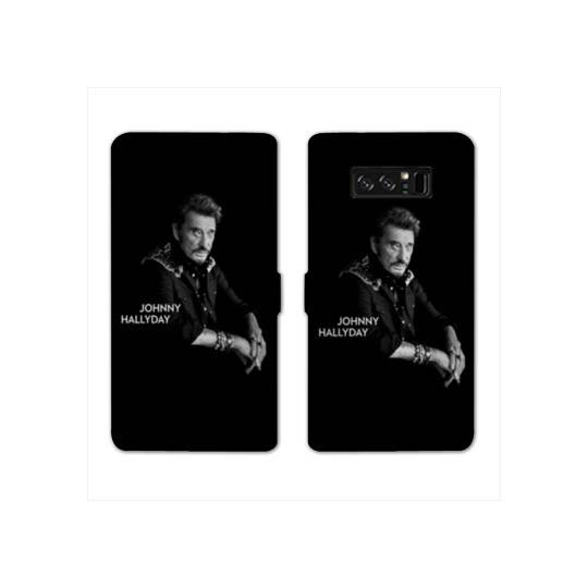 RV Housse cuir portefeuille Samsung Galaxy S10 PLUS Johnny Hallyday Noir