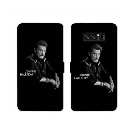 RV Housse cuir portefeuille Samsung Galaxy S10 PLUS Johnny Hallyday Noir