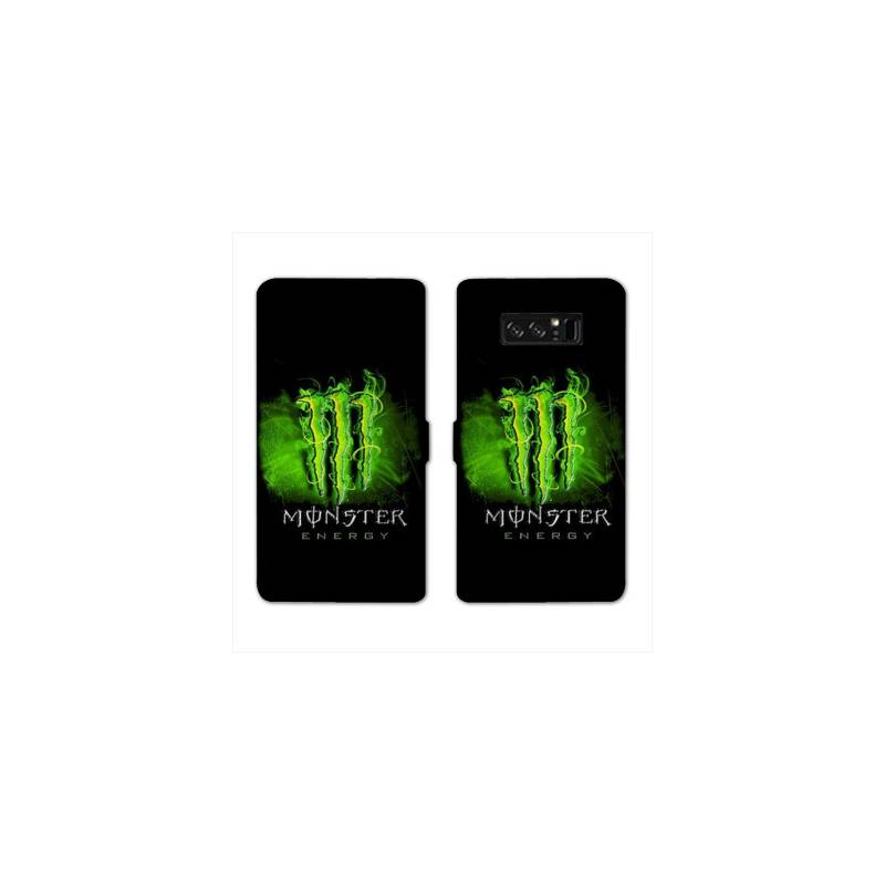 RV Housse cuir portefeuille Samsung Galaxy S10 PLUS Monster Energy Vert