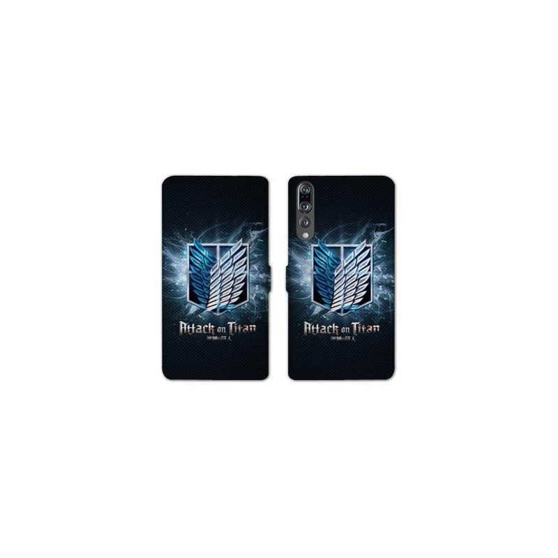 RV Housse cuir portefeuille Huawei P30 PRO Manga Attaque titans noir