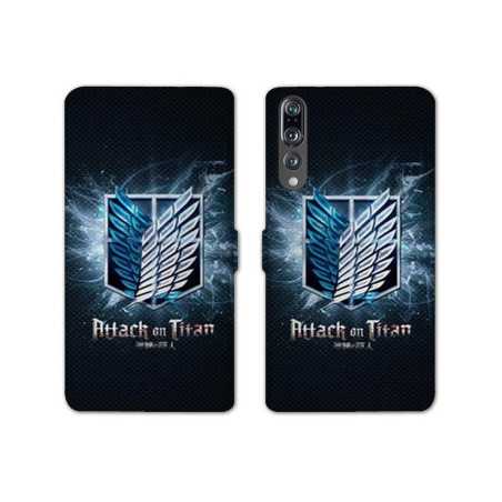 RV Housse cuir portefeuille Huawei P30 PRO Manga Attaque titans noir