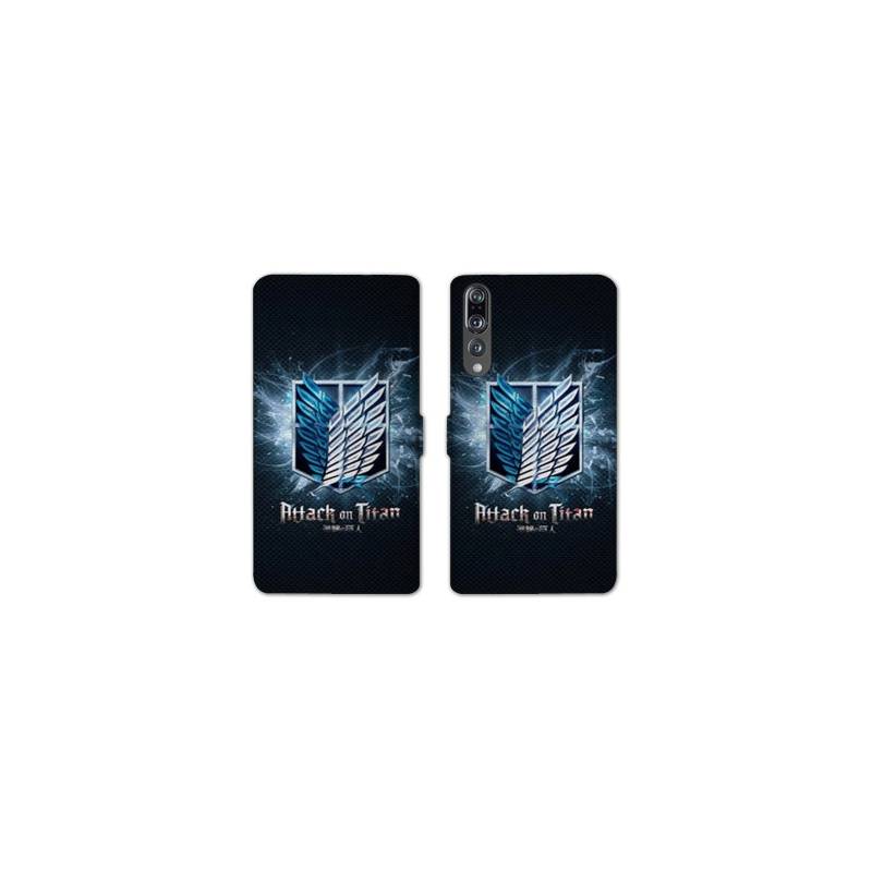 RV Housse cuir portefeuille Huawei P30 PRO Manga Attaque titans noir