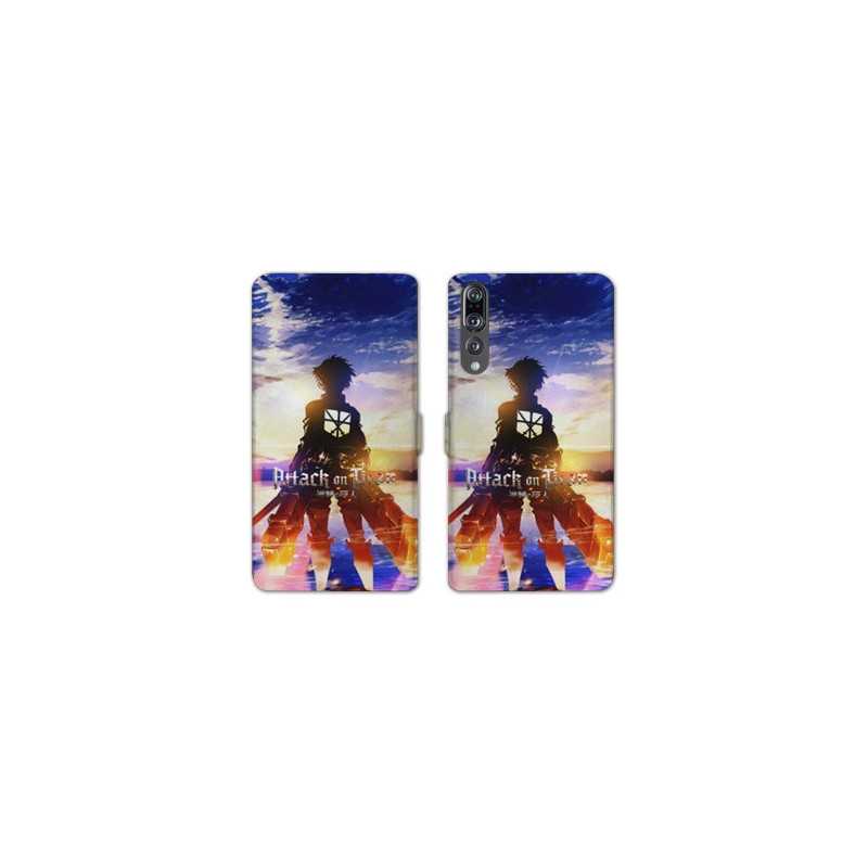 RV Housse cuir portefeuille Huawei P30 PRO Manga Attaque titans Soleil