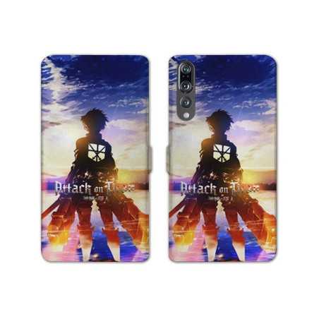 RV Housse cuir portefeuille Huawei P30 PRO Manga Attaque titans Soleil
