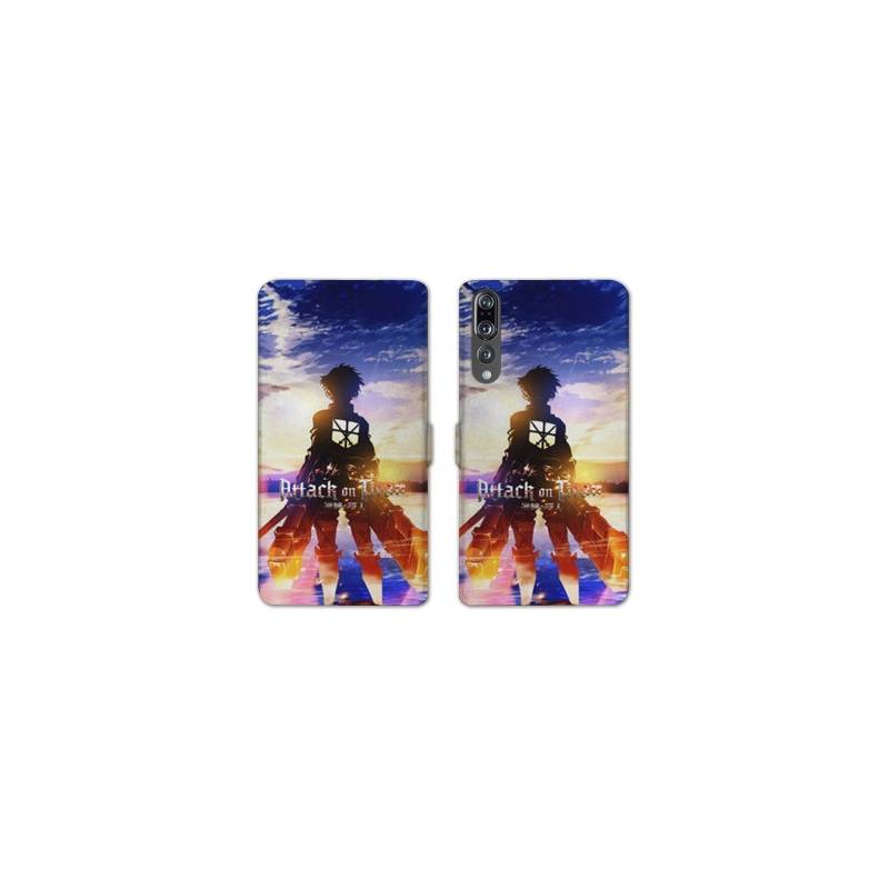 RV Housse cuir portefeuille Huawei P30 PRO Manga Attaque titans Soleil
