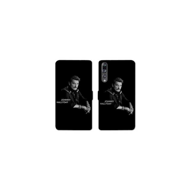 RV Housse cuir portefeuille Huawei P30 PRO Johnny Hallyday Noir