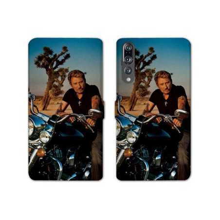 RV Housse cuir portefeuille Huawei P30 PRO Johnny Hallyday Moto