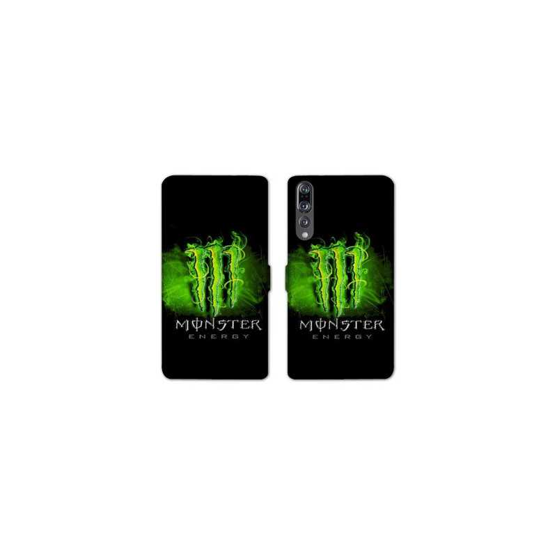 RV Housse cuir portefeuille Huawei P30 PRO Monster Energy Vert