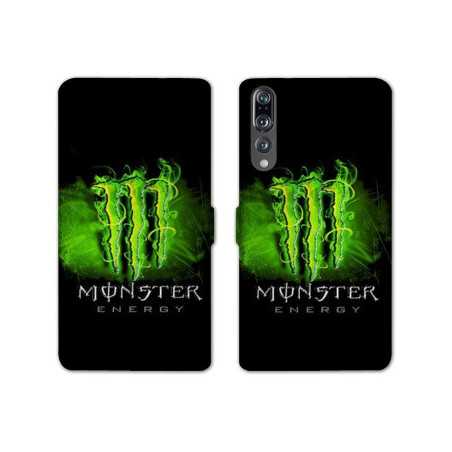 RV Housse cuir portefeuille Huawei P30 PRO Monster Energy Vert