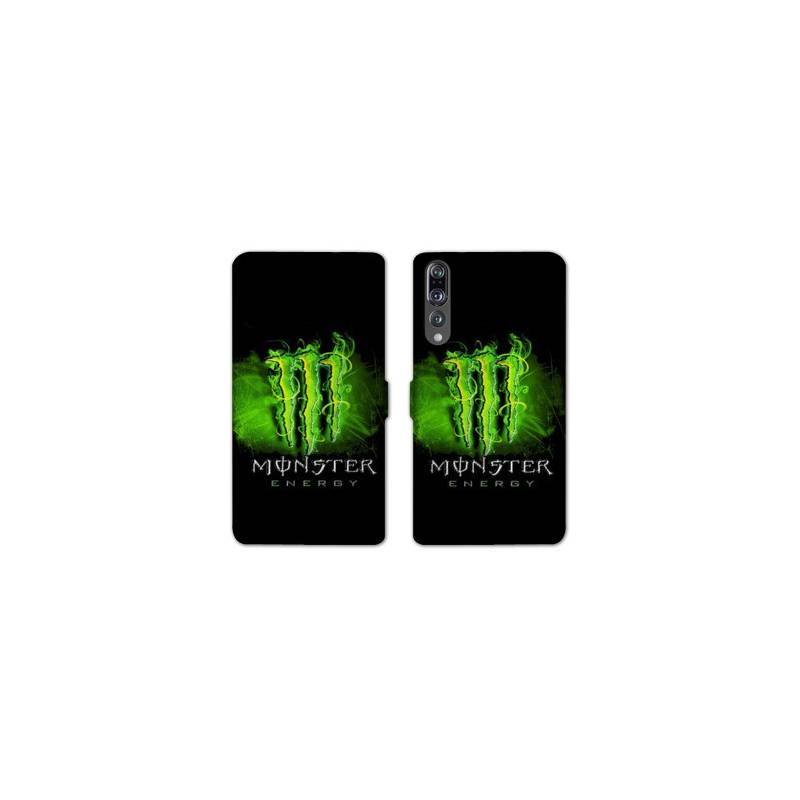 RV Housse cuir portefeuille Huawei P30 PRO Monster Energy Vert