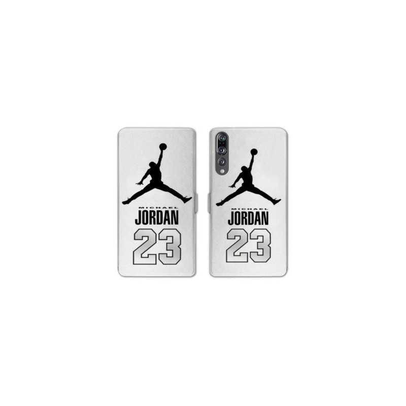 RV Housse cuir portefeuille Huawei P30 PRO Jordan 23 Blanc