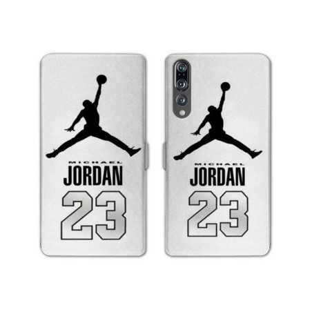 RV Housse cuir portefeuille Huawei P30 PRO Jordan 23 Blanc