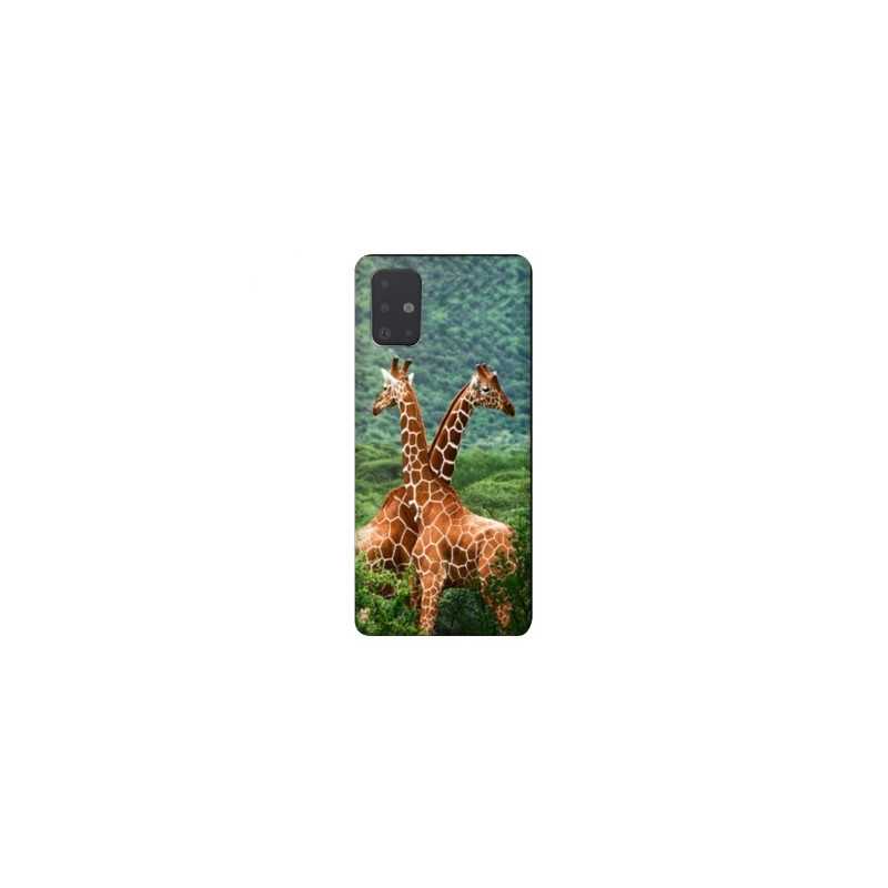 Coque pour Samsung Galaxy A51 savane Girafe Duo