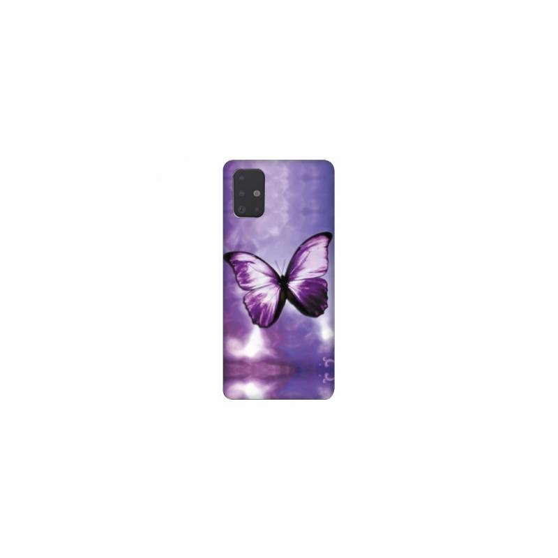 Coque pour Samsung Galaxy A51 papillons violet et blanc