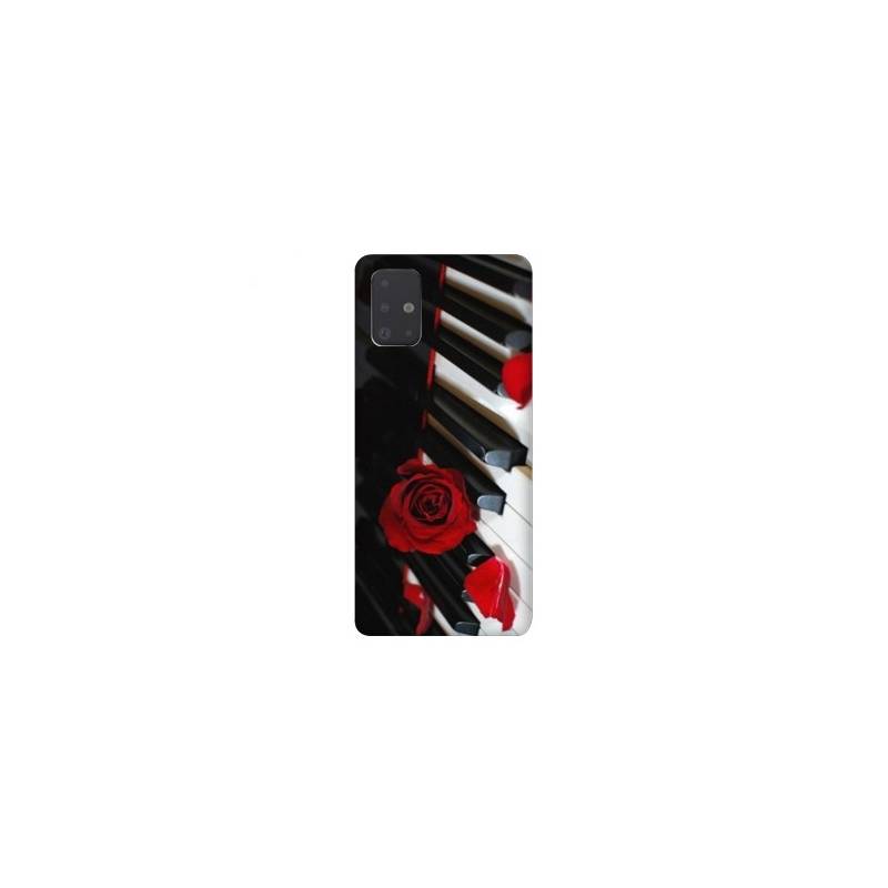 Coque pour Samsung Galaxy A51 Musique Rose Piano