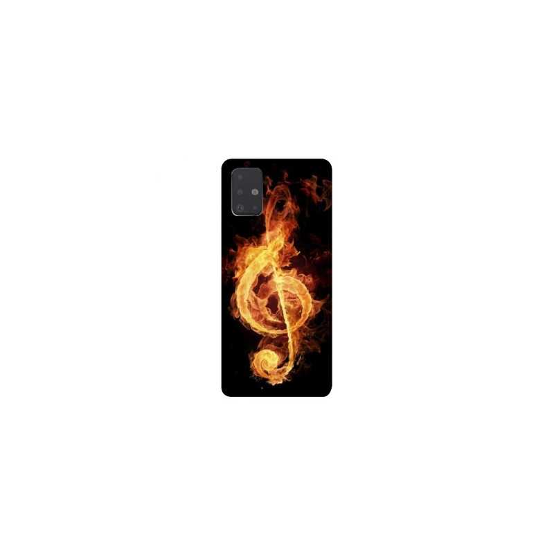 Coque pour Samsung Galaxy A51 Musique clé sol feu N