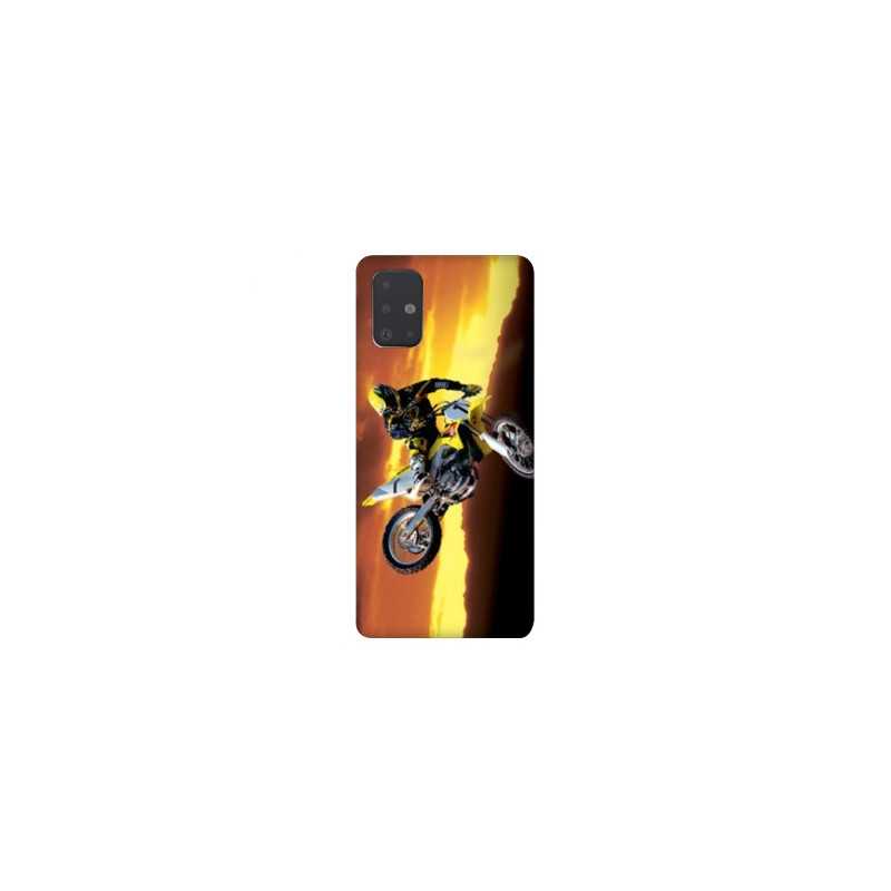 Coque pour Samsung Galaxy A51 Moto Cross Noir