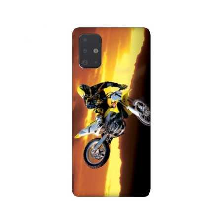 Coque pour Samsung Galaxy A51 Moto Cross Noir