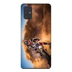 Coque pour Samsung Galaxy A51 Moto Cross Blanc